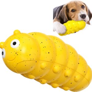 clover Indestructible Dog Toys, Dog Chew Toys for Aggressive Chewers, Strong Squeaky Interactive Toys for Medium/Large Dogs (Yellow)