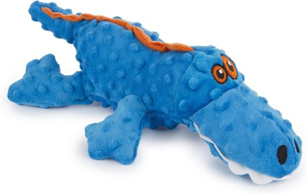 goDog Gators Squeaky Plush Dog Toy, Chew Guard Technology - Blue, Large