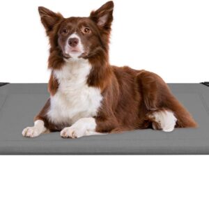 veehoo Cooling Elevated Dog Bed - Portable Raised Pet Cot with Washable & Breathable Mesh, No-Slip Rubber Feet for Indoor & Outdoor Use, Oversize Package, Medium, Silver Gray