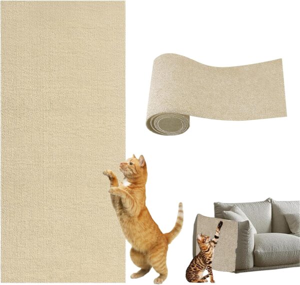 1 PCS Cat Scratching Mat - DIY Self-Adhesive Climbing Cat Scratcher | Anti-Scratch Protector for Sofa & Wall | Durable & Customizable Design | Protect Furniture from Cats' Scratches(39.37in*11.81in)