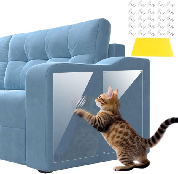 12 Pcs Cat Sofa Protector, Transparent Anti Scratch Cat Tape, Anti Cat Scratch Furniture Protector, Door Protector Dog Scratch, Cat Furniture Protector for Fabric Sofa, Door, Walls, Mattress, Car Seat