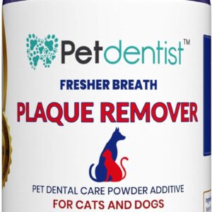 Petdentist Improved Natural Plaque Off Remover Powder for Dogs and Cats - Dental Care for Fresh Breath and Clean White Teeth -150g