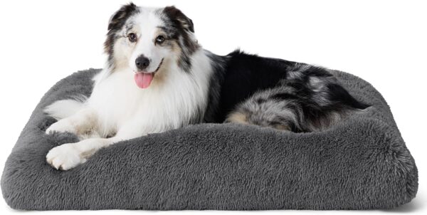 Bedsure Dog Crate Bed Extra Large - XL Fluffy Dog Crate Mattress Washable with Anti Slip Bottom, Dog Anxiety Pillow Cushion for XLarge Pets, Dark Grey, 104x74cm