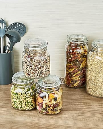 3-Pack Glass Food Storage Jars with Airtight Clamp Lids