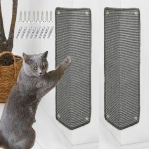 2 Pieces Cat Scratcher Mat Cat Furniture Protectors Sisal Cat Scratching Pad Protecting Bed Sofa Scratch Mat Cat Scratch Pad Rug 60 × 25 CM(Grey)