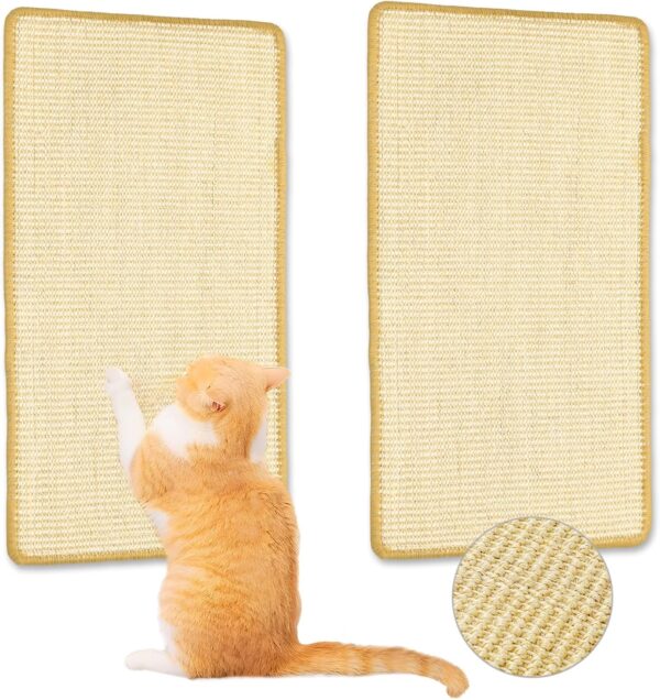 2 Pieces Cat Scratching Board, Cat Scratcher with Adhesive Buckle, Natural Sisal Hempcardboard Cat Scratchers, Cat Grinding Its Claws Cat Scratch Mat, Suitable For Sofas, Carpets, and Walls, 63×33CM