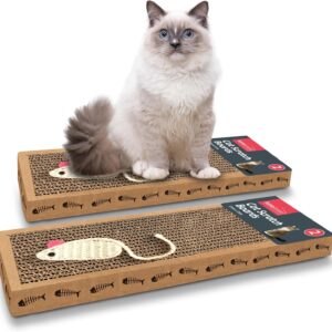 2pk Cat Scratching Board | 37 x 12cm | Reversible Cat Scratcher Cardboard Cat Scratchers for Indoor Cats, Small & Large | Cat Scratching Pad Cat Scratch Board Cat Cardboard Scratcher for Cats