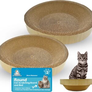 2pk Round 2-in-1 Small Cardboard Cat Bed and Cat Scratch Board 30cm, Cat Scratching Board, Cardboard Cat Scratcher, Cardboard Cat Scratchers, Cat Cardboard Scratcher for Cats, Cat Scratch Pad for Cats