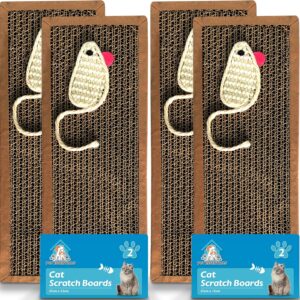 4pk Cat Scratching Board 37.5 x 12cm Reversible Cat Scratcher Cardboard Cat Scratchers for Indoor Cats, Small & Large Cat Scratching Pad Cat Scratch Board Cat Cardboard Scratcher for Cats