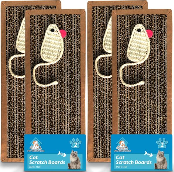 4pk Cat Scratching Board 37.5 x 12cm Reversible Cat Scratcher Cardboard Cat Scratchers for Indoor Cats, Small & Large Cat Scratching Pad Cat Scratch Board Cat Cardboard Scratcher for Cats