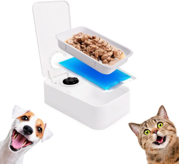 AFP Automatic Cats & Dogs Meal Feeder with Ice Pack, BPA-free 1 Meal Pet Food Dispenser with 48hr Timer, Dry & Wet Food Feeder for Dogs and Cats