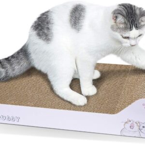 Aibuddy Cat Scratcher, Incline Scratching Pad Reversible Cardboard Lounge Bed with Ball Toy Catnip [ 45x 24 x 8.5 cm, Superior Cardboard & Construction]