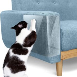 Anti Scratch Cat Furniture Protectors, 12PCS Cat Anti Scratch Tape Self-Adhesive Cat Sofa Protector with 12PCS Upholstery Pins for Carpet, Sofa, Couch, Door