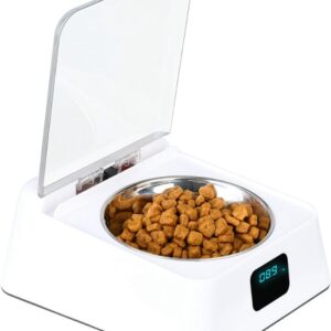 Automatic Pet Feeder, Infrared Sensor Lid Opening Smart Dog Cat Feeder with Removable Food Bowls, Digital Display, Prevent Food Pollution, Battery Powered