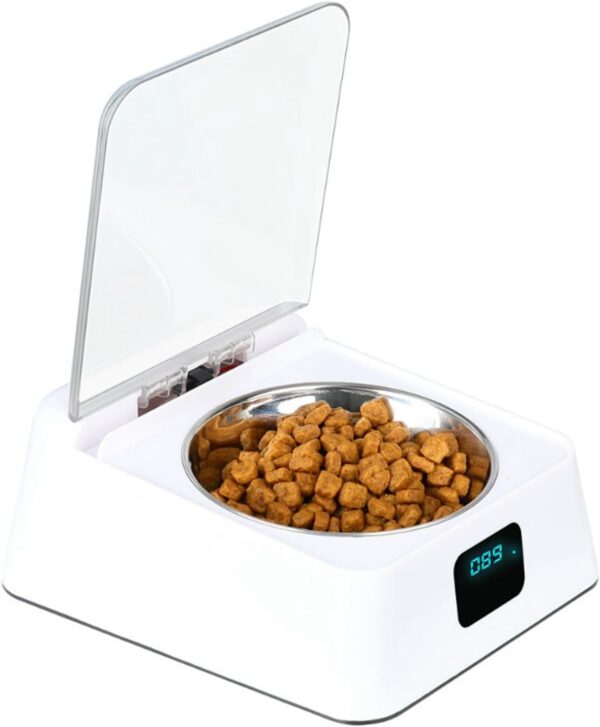 Automatic Pet Feeder, Infrared Sensor Lid Opening Smart Dog Cat Feeder with Removable Food Bowls, Digital Display, Prevent Food Pollution, Battery Powered