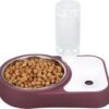 BELLE VOUS Mauve Automatic Water Dispenser/Feeder Pet Food Bowl - 500ml/17oz Capacity - Plastic Gravity Pet Food Dispenser - Water/Food Bowl for Cats, Small/Medium/Large Dogs, Rabbits & Other Animals