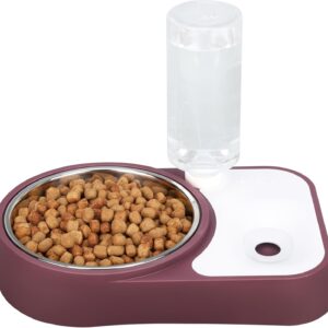 BELLE VOUS Mauve Automatic Water Dispenser/Feeder Pet Food Bowl - 500ml/17oz Capacity - Plastic Gravity Pet Food Dispenser - Water/Food Bowl for Cats, Small/Medium/Large Dogs, Rabbits & Other Animals