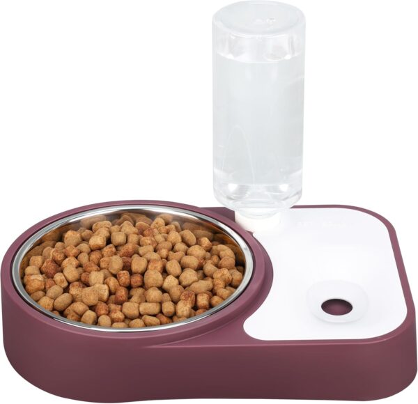 BELLE VOUS Mauve Automatic Water Dispenser/Feeder Pet Food Bowl - 500ml/17oz Capacity - Plastic Gravity Pet Food Dispenser - Water/Food Bowl for Cats, Small/Medium/Large Dogs, Rabbits & Other Animals