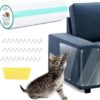 CHUANGSEED Anti-Scratch Cat Scratching Deterrent Tape 12 x 118inches Clear Door Scratch Protector, with 30 Pins 1 Scraper Cat Claw Sofa Protector Flexible Door Scratch Shield (30 x 300CM)
