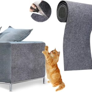 CJBIN Cat Scratching Mat, 40X200CM Self-Adhesive Cat Scratch Mat, Anti Cat Scratch Furniture Protector, Reusable Sofa Cat Scratch Protector for Walls Floors Sofas Chair (Dark Gray)