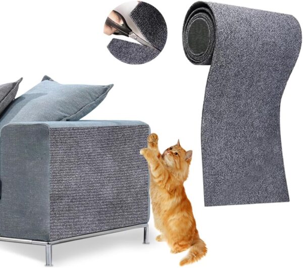 CJBIN Cat Scratching Mat, 40X200CM Self-Adhesive Cat Scratch Mat, Anti Cat Scratch Furniture Protector, Reusable Sofa Cat Scratch Protector for Walls Floors Sofas Chair (Dark Gray)