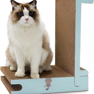 Cardboard Cat Scratcher, Vertical Cat Scratchers for Indoor Cats, L-Shape Cat Scratch Pad 2 in 1