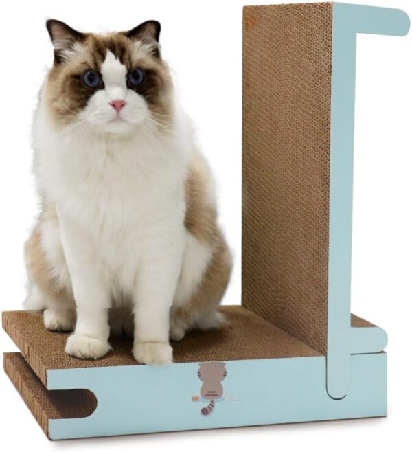 Cardboard Cat Scratcher, Vertical Cat Scratchers for Indoor Cats, L-Shape Cat Scratch Pad 2 in 1