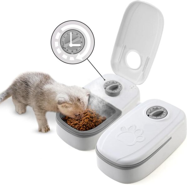 Cat Feeder Automatic With Timer Wet Food 48H, 2-Meal Automatic Cat Feeder Dry Food Cat Food Timer Dispenser Wet Food, 700ml Pet Cat Food Dispenser Pet Feeding Station Timed Cats Feeders for Feeding