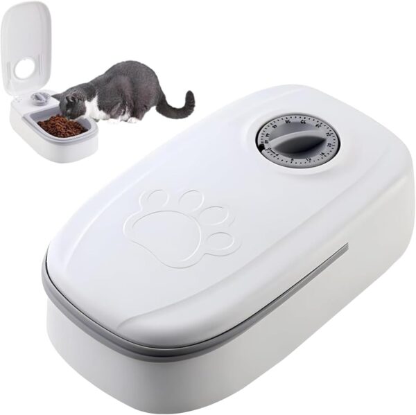 Cat Feeder,Cat Feeder Automatic with Timer,Automatic Cat Feeder Wet Food,Cat Automatic Feeder,With 48-Hour Timer,Suitable for Wet and Dry Food Automatic Feeder for Cats and Dogs (Grey)