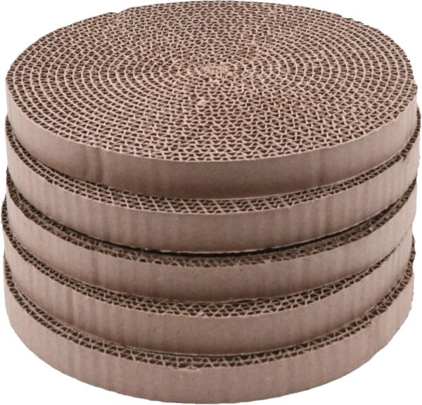 Cat Scratch Pads Round Cardboard Replacement Scratcher Insert Refill Scratching Pad 25.8cm Diameter Catnip Included Pack of 5