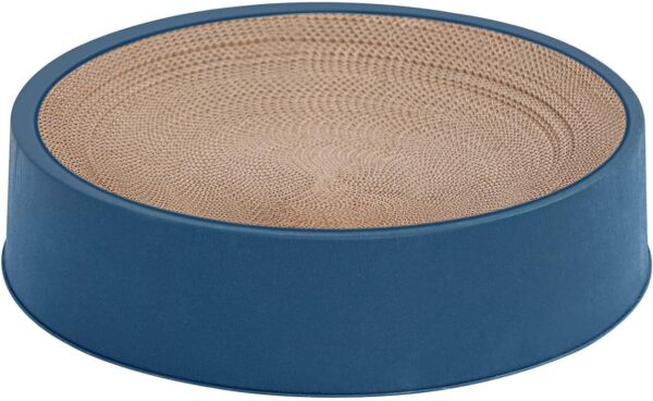 Cat Scratcher Bed with Replaceable Scratching Pad Round, Durable Plastic Base, Cat Scratch Lounge for Indoor Cats Furniture (Cat Scratcher Bed Blue)