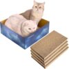Cat Scratcher Cardboard, 4 PCS Reversible Cat Scratch Pad, Kitty Scratching Pads, Large Size Corrugated Cardboard Cat Scratchers Lounge for Indoor Kitty to Rest Play for Up To 15kg (38x38x15 CM)