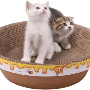 Cat Scratcher, Cat Scratching Cardboard Scratch Board, Cat Scratching Lounge Bed, Double Layer Round Corrugated Scratch Pad for Stress Relief, Cat Scratcher Bowl Cat Toy