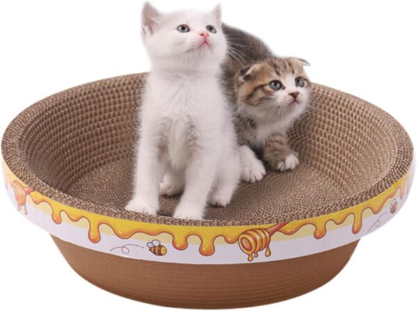 Cat Scratcher, Cat Scratching Cardboard Scratch Board, Cat Scratching Lounge Bed, Double Layer Round Corrugated Scratch Pad for Stress Relief, Cat Scratcher Bowl Cat Toy