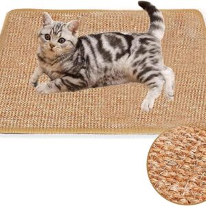 Cat Scratcher Mat, Natural Sisal Cat Scratching Pads, 23.6 X 15.7 IN No Mess Cat Floor Scratching Mats Rug, Anti Slip Cat Scratch Pad for Cat Grinding Claws, Protecting Furniture Carpets Sofas Wall