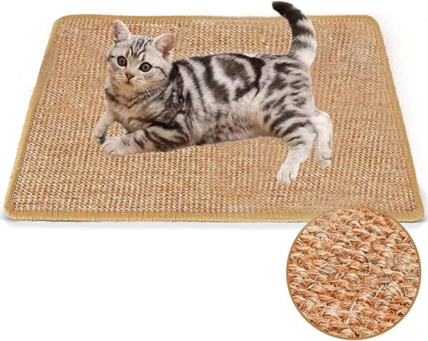 Cat Scratcher Mat, Natural Sisal Cat Scratching Pads, 23.6 X 15.7 IN No Mess Cat Floor Scratching Mats Rug, Anti Slip Cat Scratch Pad for Cat Grinding Claws, Protecting Furniture Carpets Sofas Wall