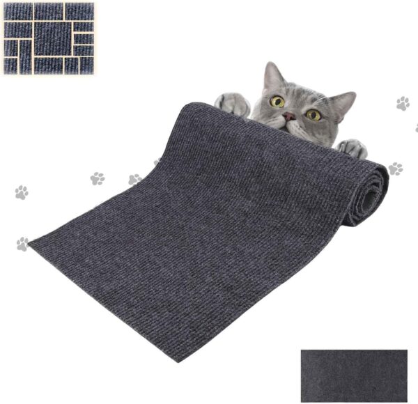 Cat Scratching Mat, Anti Scratch Furniture Protector, Self-Adhesive DIY Climbing Cat Scratch Mat, Couch, Corners, Wall, Floor (30x100cm, Dark Grey)