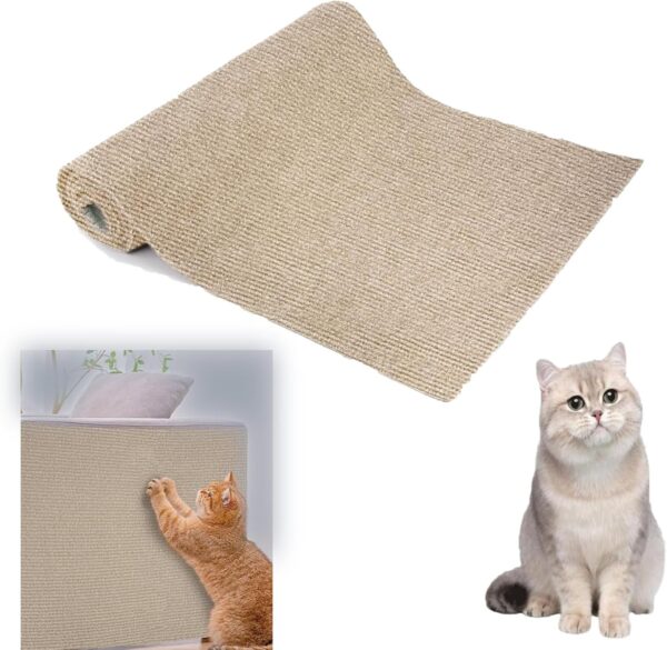 Cat Scratching Mat, Cat Mat, Cat Climbing Wall, Cat Scratch Mat, Anti Scratch Furniture Protector, 30×100 Cm Wall Scratch Pad For Cats, Self-Adhesive Diy Cuttable Climbing Cat Scratcher (khaki)