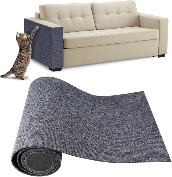 Cat Scratching Mat, Cat Scratch Mat, Anti Scratch Furniture Protector, Cat Scratch Sofa, Self-Adhesive DIY Climbing Cat Scratcher Pad Carpet Rug For Sofas Walls (Grey, 30x100cm)