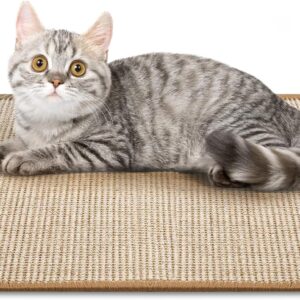 Cat Scratching Mat, Natural Sisal Mat, Sisal Pad for Cat Grinding Claws, Protect Carpets, Sofa and Furniture (M,60x40cm, Khaki)