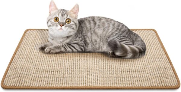 Cat Scratching Mat, Natural Sisal Mat, Sisal Pad for Cat Grinding Claws, Protect Carpets, Sofa and Furniture (M,60x40cm, Khaki)