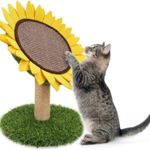 Cat Scratching Post, Sunflower Cat Scratchers for Indoor Cats, Kitten Sisal Scratch Board, Interactive Activity Scratching Tower Toy, Vertical Scratching Board Tree Stairs Furniture Cat Birthday Gift