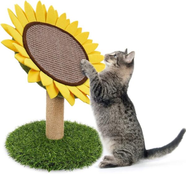 Cat Scratching Post, Sunflower Cat Scratchers for Indoor Cats, Kitten Sisal Scratch Board, Interactive Activity Scratching Tower Toy, Vertical Scratching Board Tree Stairs Furniture Cat Birthday Gift