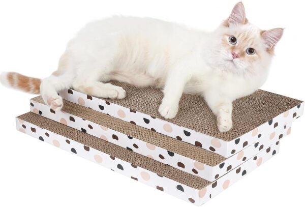 ComSaf Cat Scratcher Cardboard, 3 Layers Design Cat Scratcher Pads, Replacement Cat Scratching Board, Reversible Recycle Corrugate Cardboard Cat Scratching Pad, Refill Pads for Cat Scratch Box