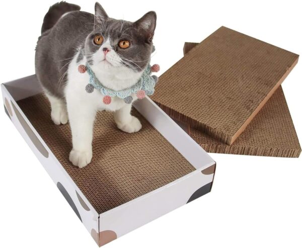 ComSaf Cat Scratcher Cardboard, 3 Layers Design Kitty Cat Scratching Pad Recycle Corrugate Scratcher Cat Scratch Bed Long Lasting Reversible