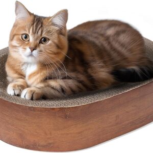 ComSaf Cat Scratcher, Oval Corrugated Cardboard Scratch Pad, Round Cat Scratching Lounge Bed, Durable Recycle Board for Furniture Protection, Cat Scratcher Bowl, Cat Kitty Training Toy, Playing