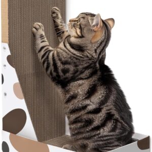 ComSaf Cat Scratching Board, L Shape Cat Scratch Pad Wall Mounted, Corrugated Cardboard Cat Scratcher for Furniture Protection, Cat Scratching Box for Indoor Cats, Cardboard Cat Bed, Playing, Sleeping