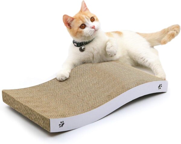 Conlun Cat Scratcher Cat Scratching Board Cardboard Cat Scratchers with Premium Scratch Textures Design Curved Shape Reversible Use Durable Scratching Pad (Medium)