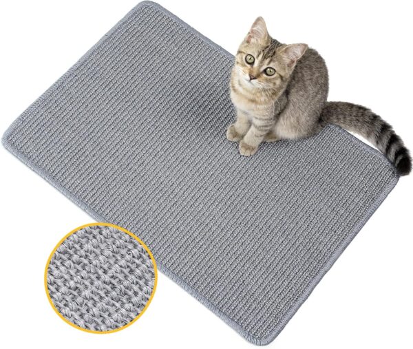 Conlun Cat Scratcher Pad,Natural Sisal Cat Scratching Mat,Horizontal Floor Cat Scratch Mats for Indoor Cats Grinding Claws Nails,Cat Furniture Protector for Couch & Carpets & Sofas&Rug(M,60x40 cm)