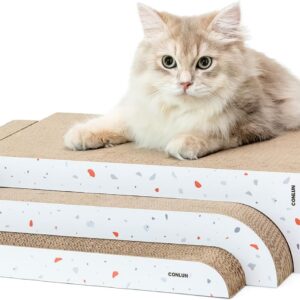 Conlun Cat Scratching Board 3pcs Multi-shaped Cat Scratch Pad for DIY Combo,Recyclable&Reversible Cat Scratcher Cardboard with Catnip for Indoor Cats to Rest,Grind Claws,Furniture Protection